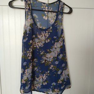 Blue rayon sheer sleeveless top - small